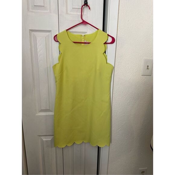 J.Crew Dresses & Skirts - J. Crew Women's Scalloped Sleeveless Shift Dress Neon Yellow Size 8